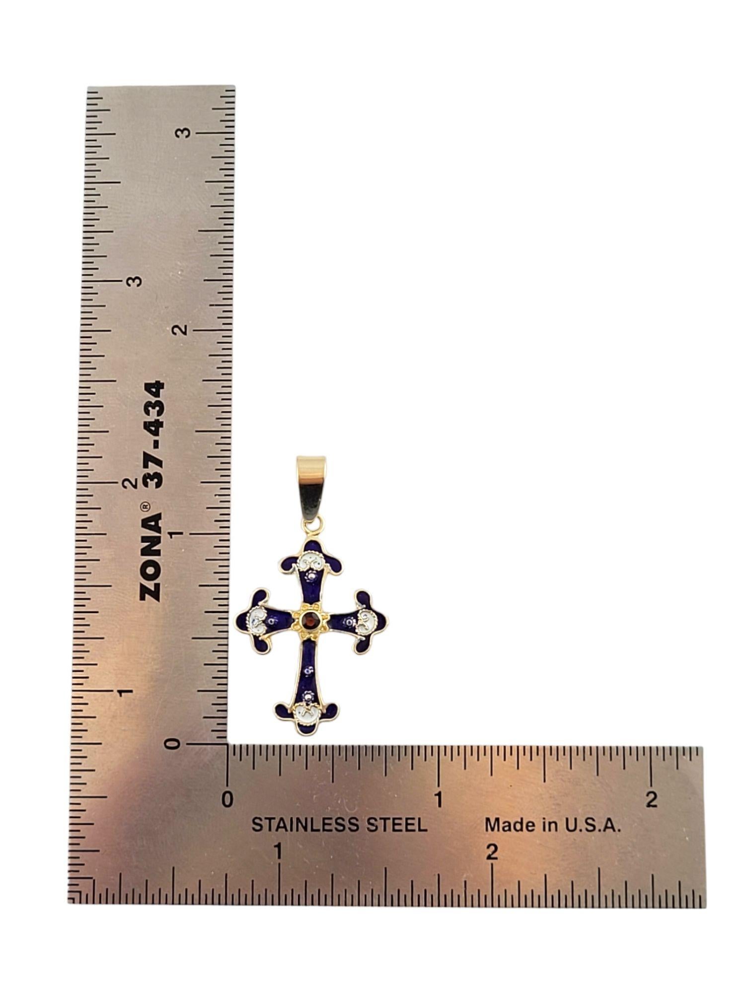 14 Karat Gelbgold Emaille-Kreuz-Anhänger 2