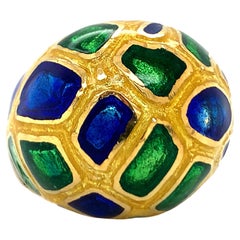 Used 14K Yellow Gold Enamel Dome Ring