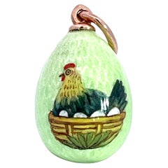 14K Yellow Gold Enamel Egg Pendant