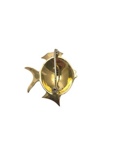14K Yellow Gold Enamel Fantail Fish Pin #25181
