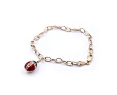 14 Karat Yellow Gold Enamel Ladybug Bracelet