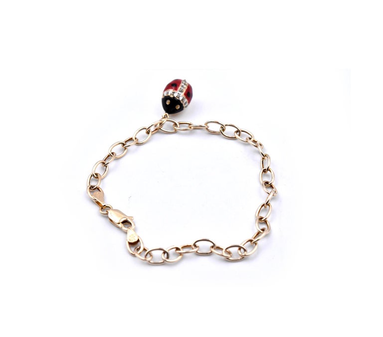 14 Karat Yellow Gold Enamel Ladybug Bracelet at 1stDibs ladybug