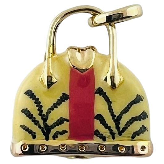14K Gelbgold Emaille Handtasche Charme #15559