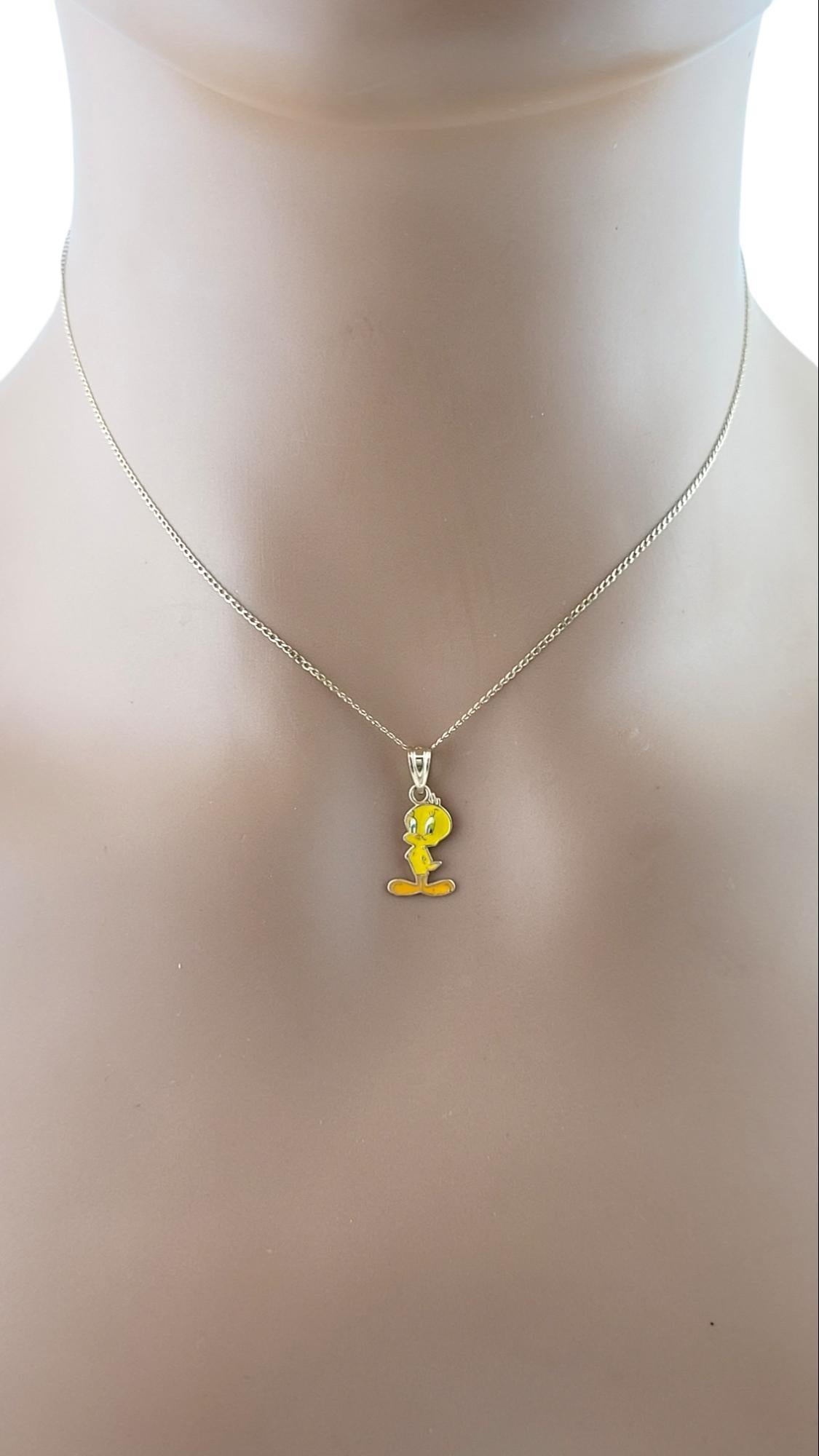 Women's 14K Yellow Gold Enamel Tweety Bird Pendant #15817 For Sale