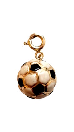 14K Yellow Gold Enameled Soccer Ball Charm #21063