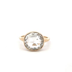 Bague de fiançailles en or jaune 14 carats sertie de diamants taille rose de 3,32 carats, L-VS1 (GIA)
