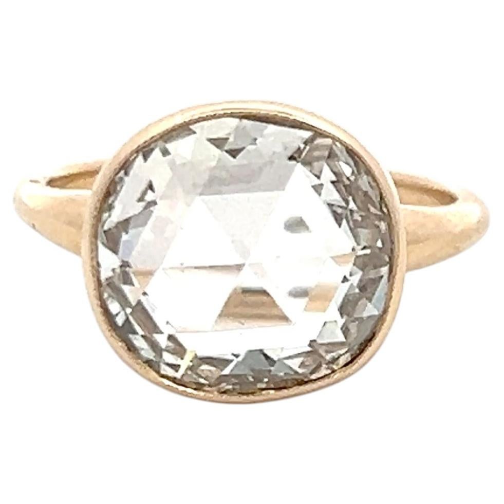 Anillo de compromiso de oro amarillo de 14 quilates con diamantes de 3,32 quilates, talla rosa, L-VS1 (GIA)