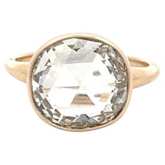 Bague de fiançailles en or jaune 14 carats sertie de diamants taille rose de 3,32 carats, L-VS1 (GIA)