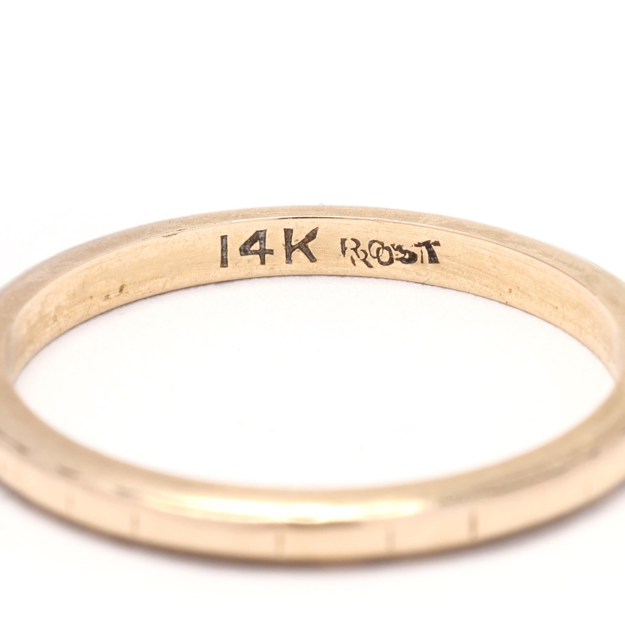 Women's or Men's 14K Yellow Gold Engraved Ring, Ring Size 4.75, Stackable, Wedding Band For Sale