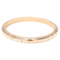 Retro 14K Yellow Gold Engraved Ring, Ring Size 4.75, Stackable, Wedding Band