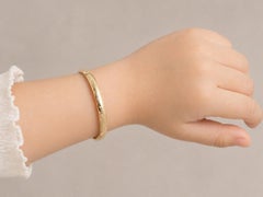 14k Yellow Gold Engraved Work Open Hinged Baby Child Kid Bangle Bracelet