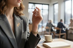 Broche papillon Entremblant en or jaune 14K avec diamants et pierres précieuses