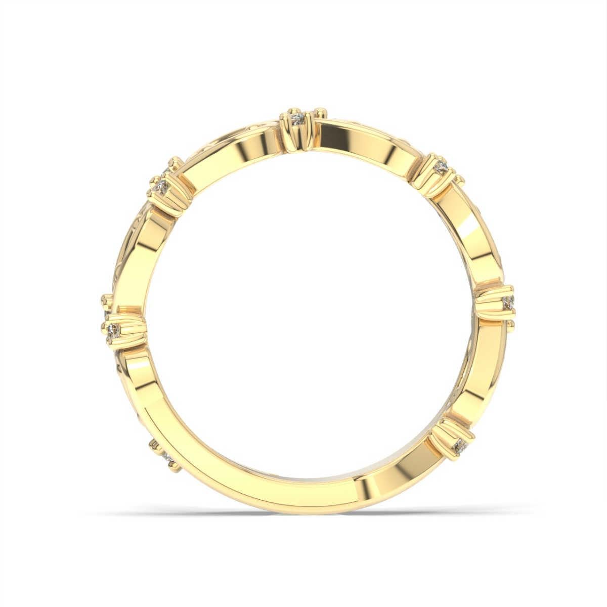 Dieses Ringband zeigt Stränge aus zartem Edelmetall, die zwischen glänzenden, runden Diamanten verwoben sind. Erleben Sie den Unterschied!

Einzelheiten zum Produkt: 

Farbe des zentralen Edelsteins: WEISS
Seite Edelstein Typ: NATURDIAMANT
Seite