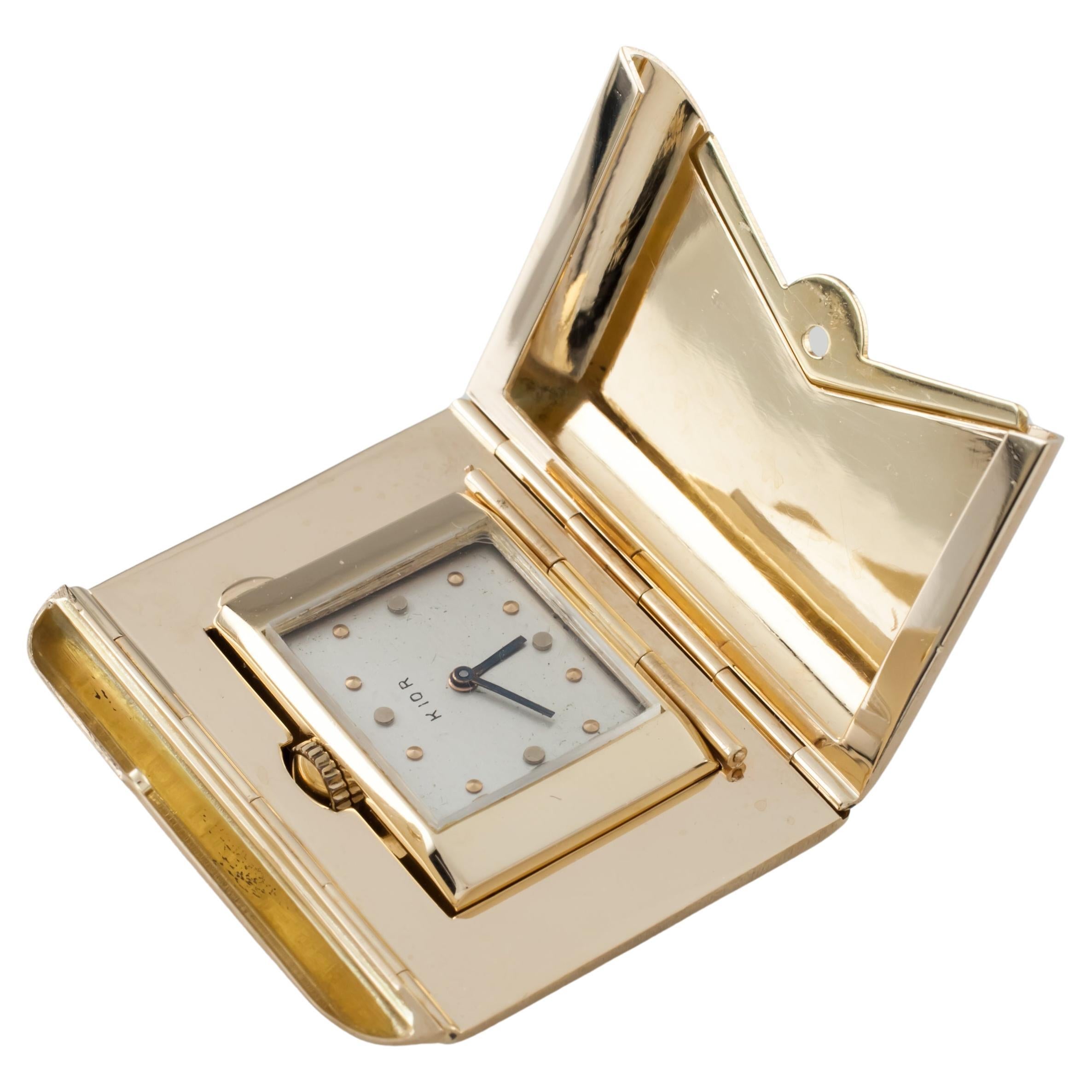 14k Gelbgold Umschlag-Taschenuhr von Kior! Ein großartiges Vintage-Stück! im Angebot