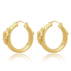 14K Yellow Gold Erotica Brushed Hoop Earrings