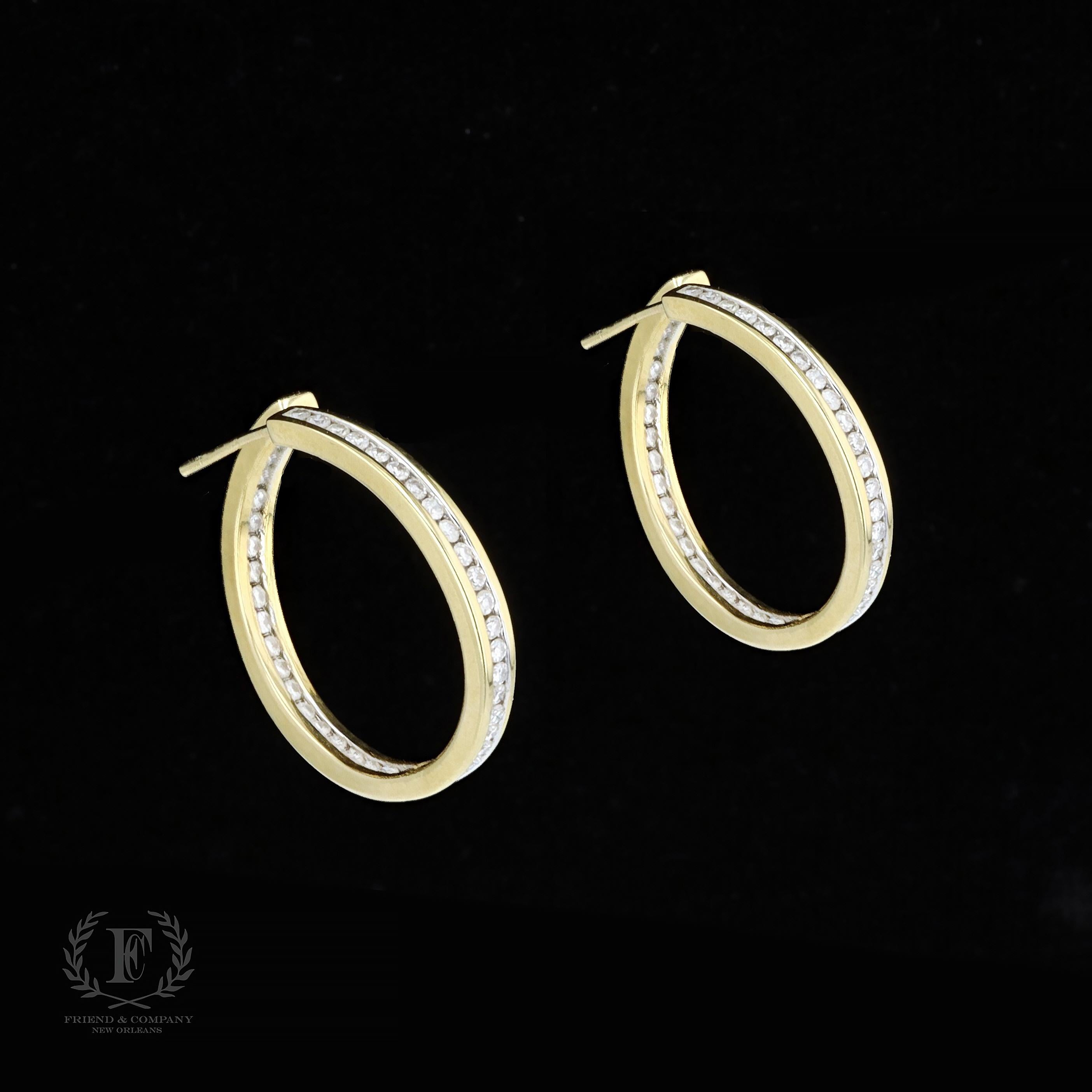 14 Karat Gelbgold Nachlass-Diamant-Ohrringe (Zeitgenössisch)