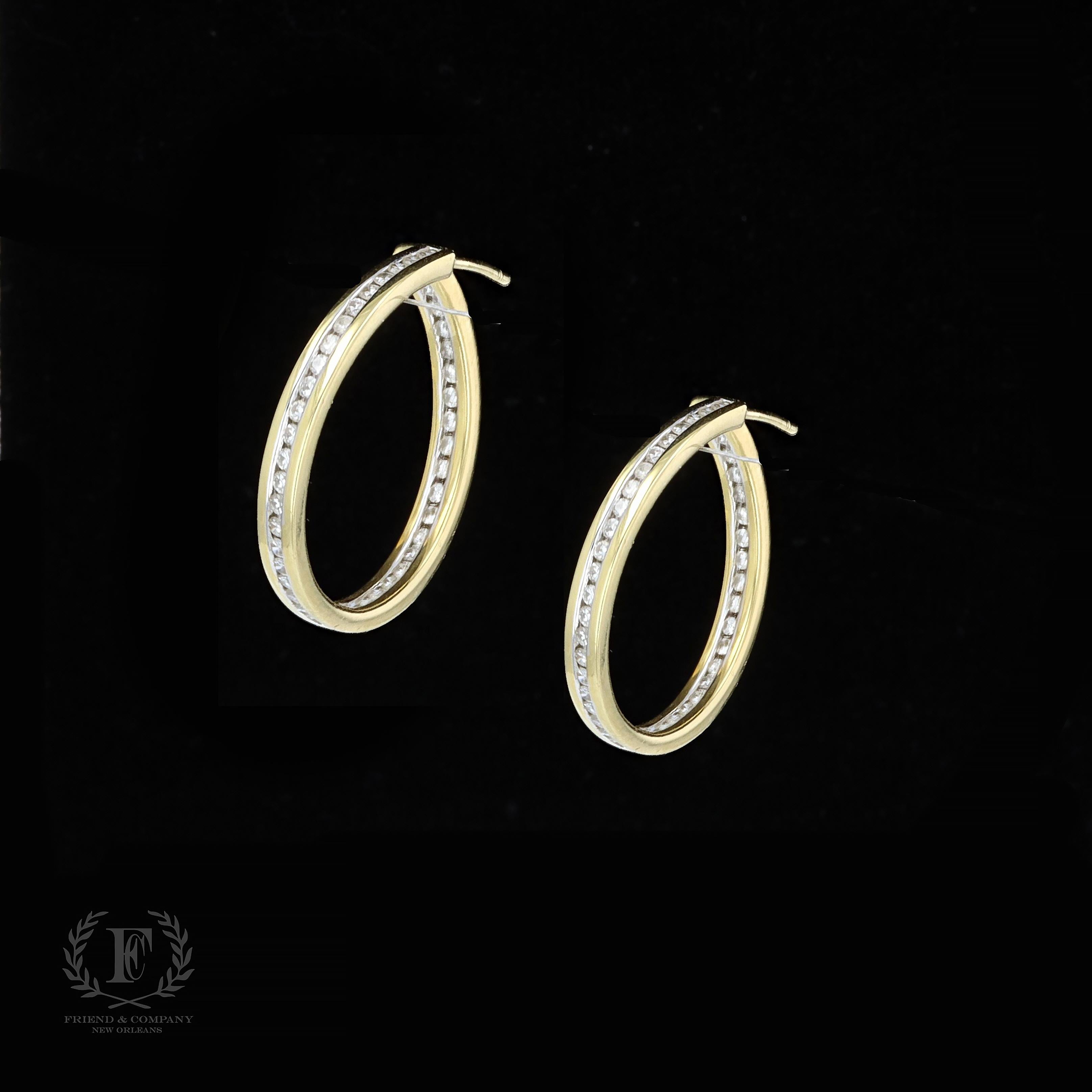 14 Karat Gelbgold Nachlass-Diamant-Ohrringe (Rundschliff)