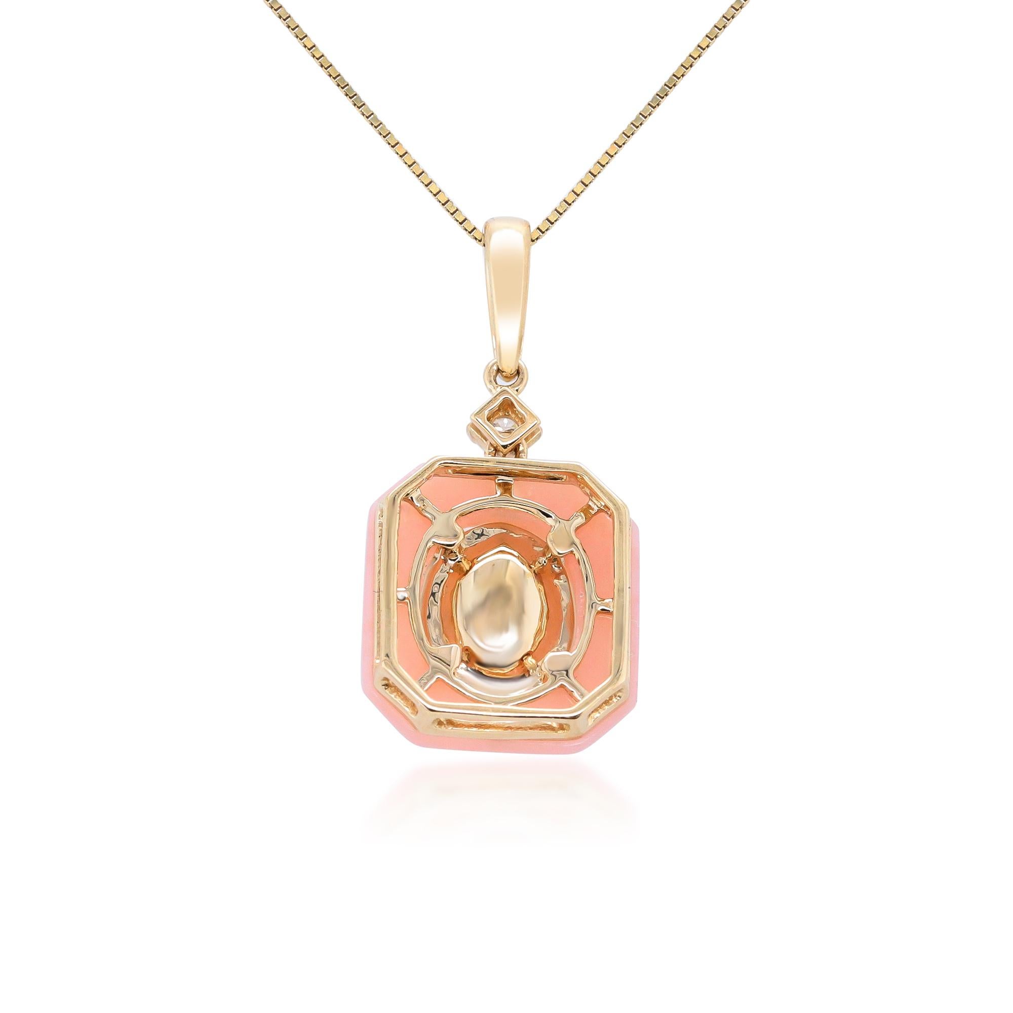 Art Deco 14K Yellow Gold Ethiopian Opal and Pink Opal Halo Pendant with Diamond Accent For Sale