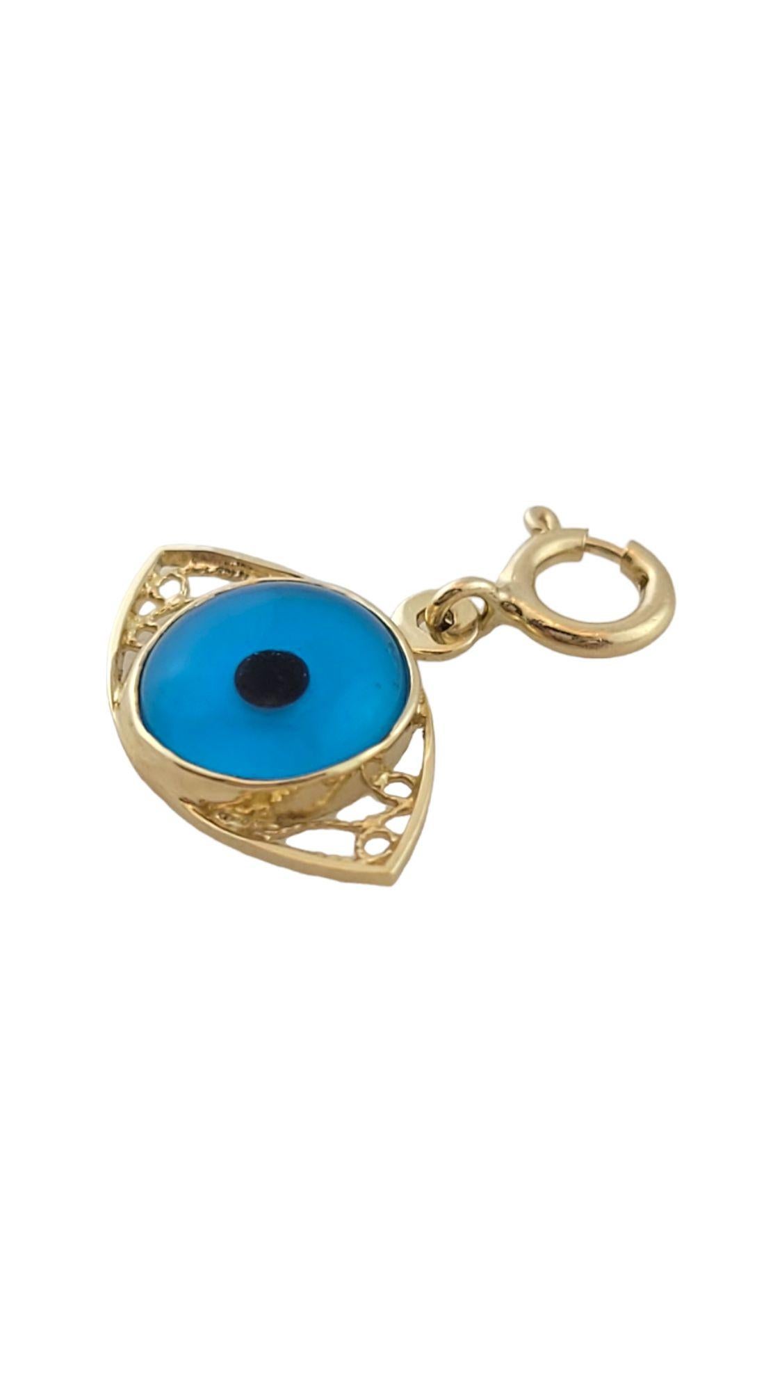 14K Yellow Gold Evil Eye Charm #14298 In Good Condition For Sale In Washington Depot, CT