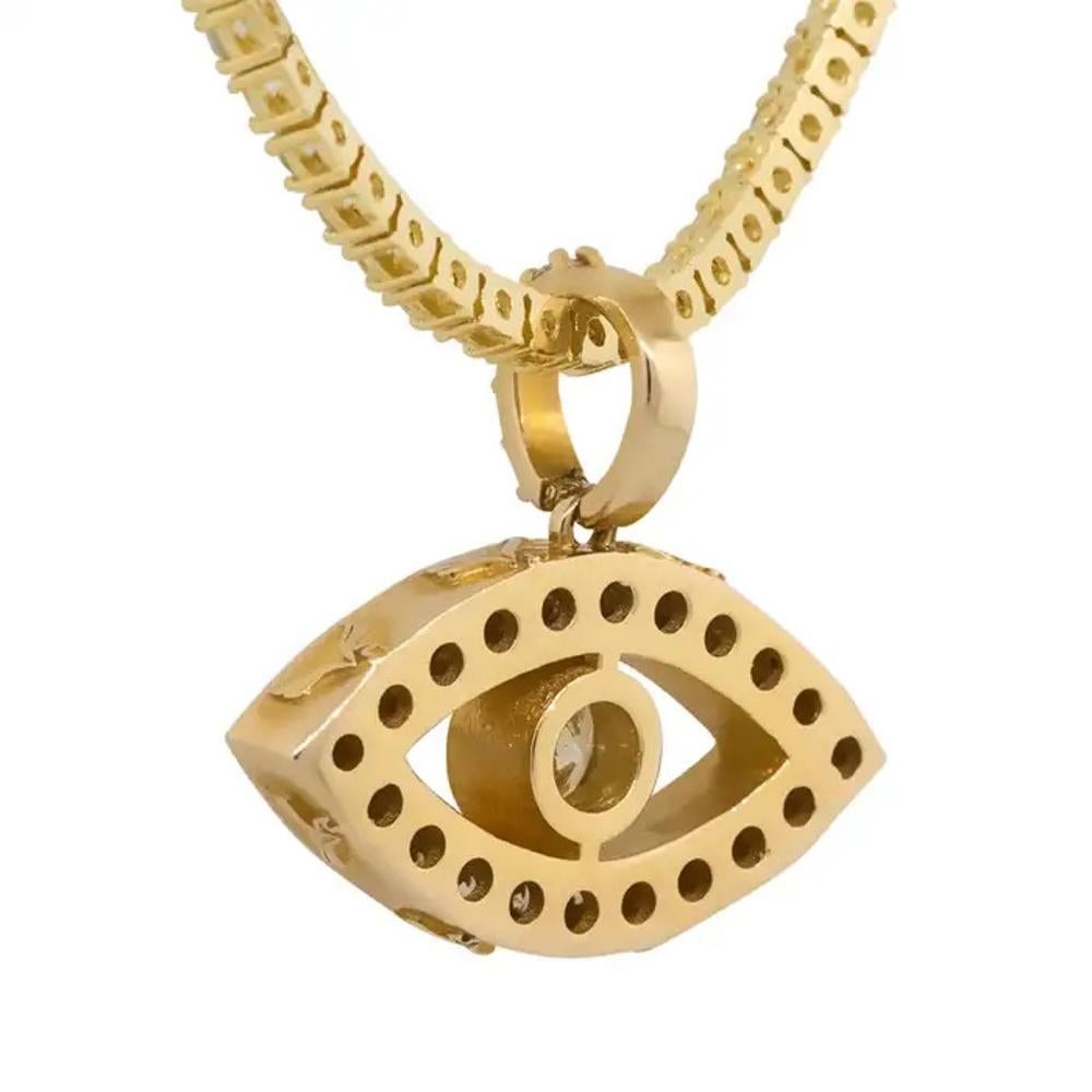 Ciondolo con diamante a forma di occhio maligno in oro giallo 14K (SOLO CIONDOLO) in vendita 3