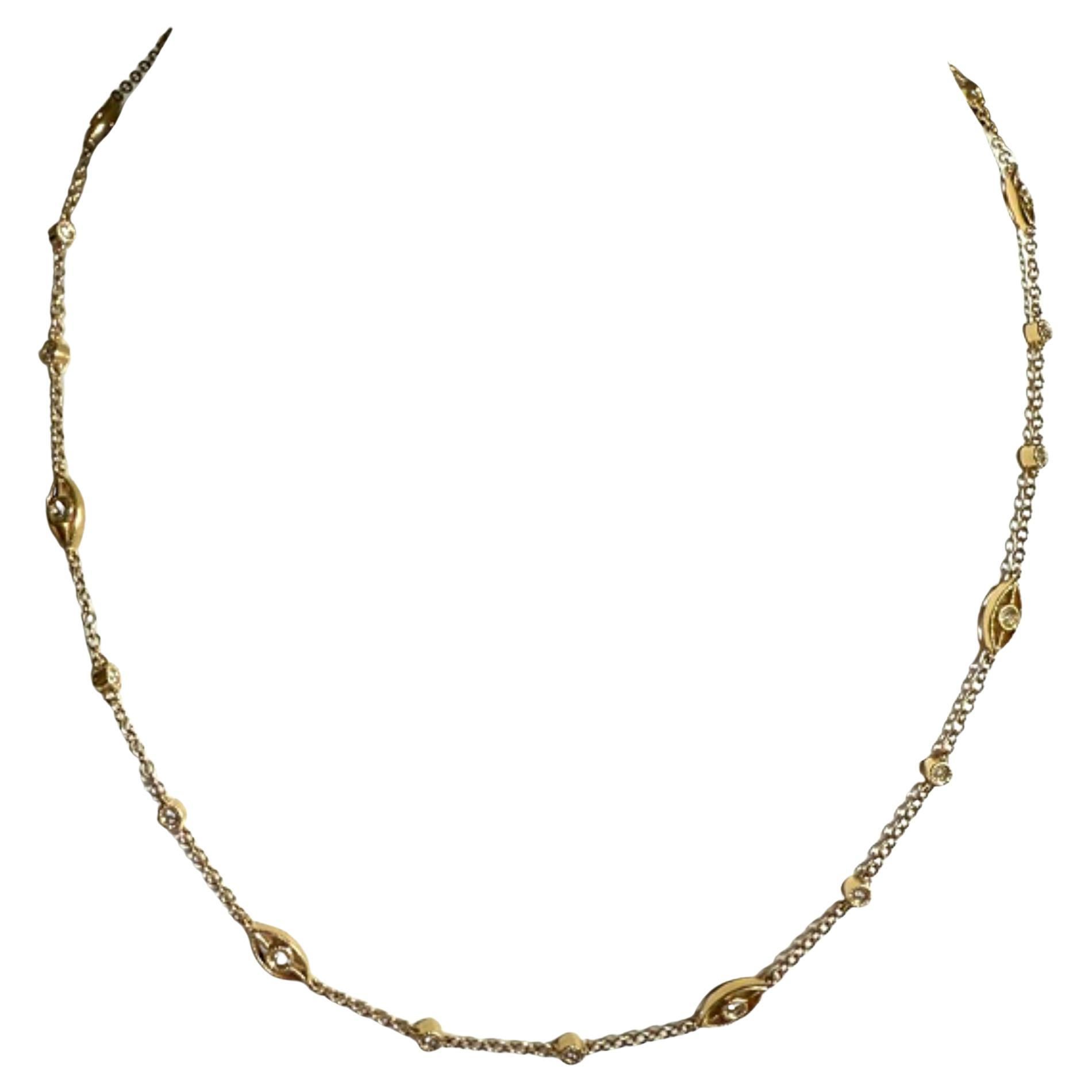 Collier "mauvais œil" en or jaune 14k avec diamants blancs par Golding 
Co. en vente