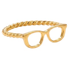 14k Yellow Gold Eye Glasses Rope Design Ring, Size 6, 1.5g Weight