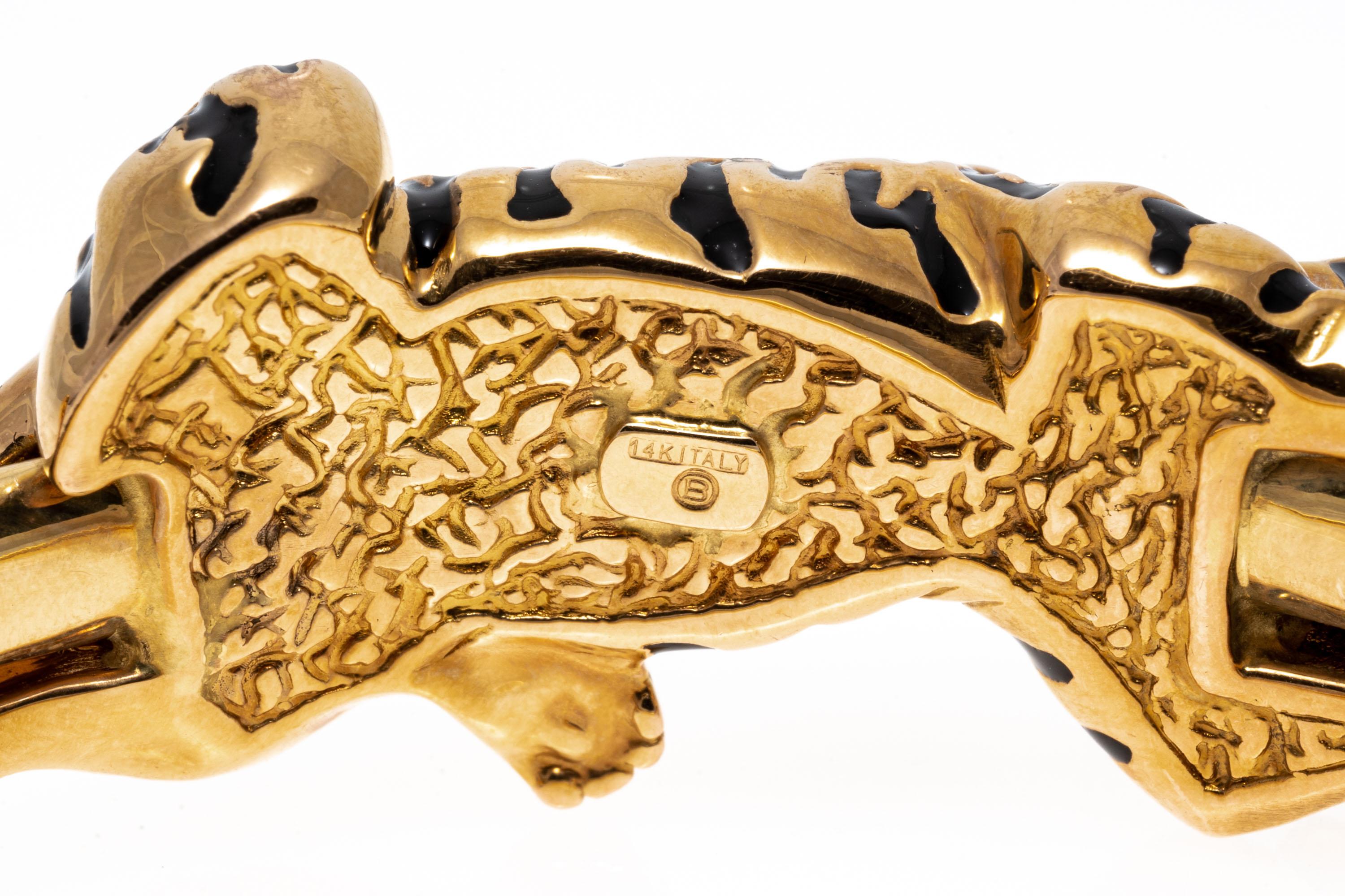14k Gelbgold fabelhafter schwarzer Emaille-Armreif mit Scharnier (Zeitgenössisch)