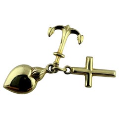 14K Yellow Gold Faith, Hope, Charity Pendant Charm #19604