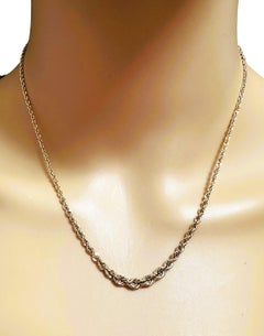 Collar de Cuerda Graduada de Oro Amarillo de 14k con Corte de Diamante  17,5 Pulgadas - Estampado