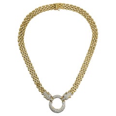 14K Gelbgold Fancy Link Diamant-Panther-Halskette 1,50 Karat