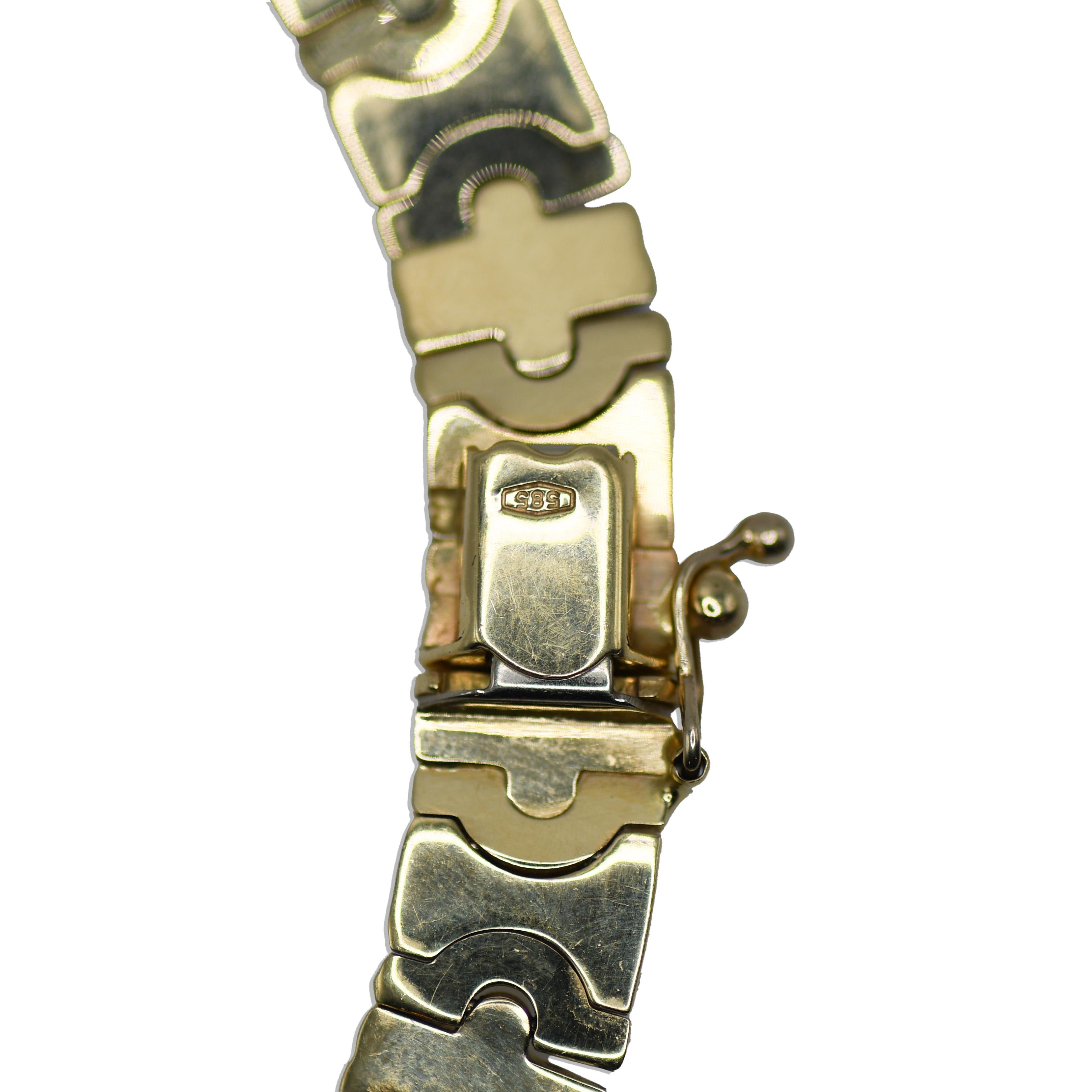 14K Gelbgold Ausgefallene Gliederhalskette 44.3g 2