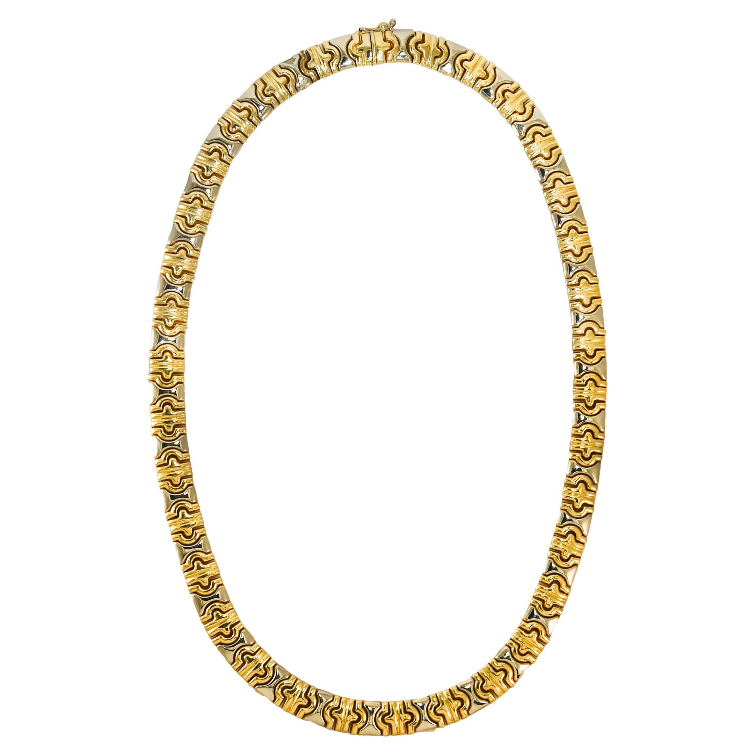 14K Yellow Gold Fancy Link Necklace 44.3g For Sale