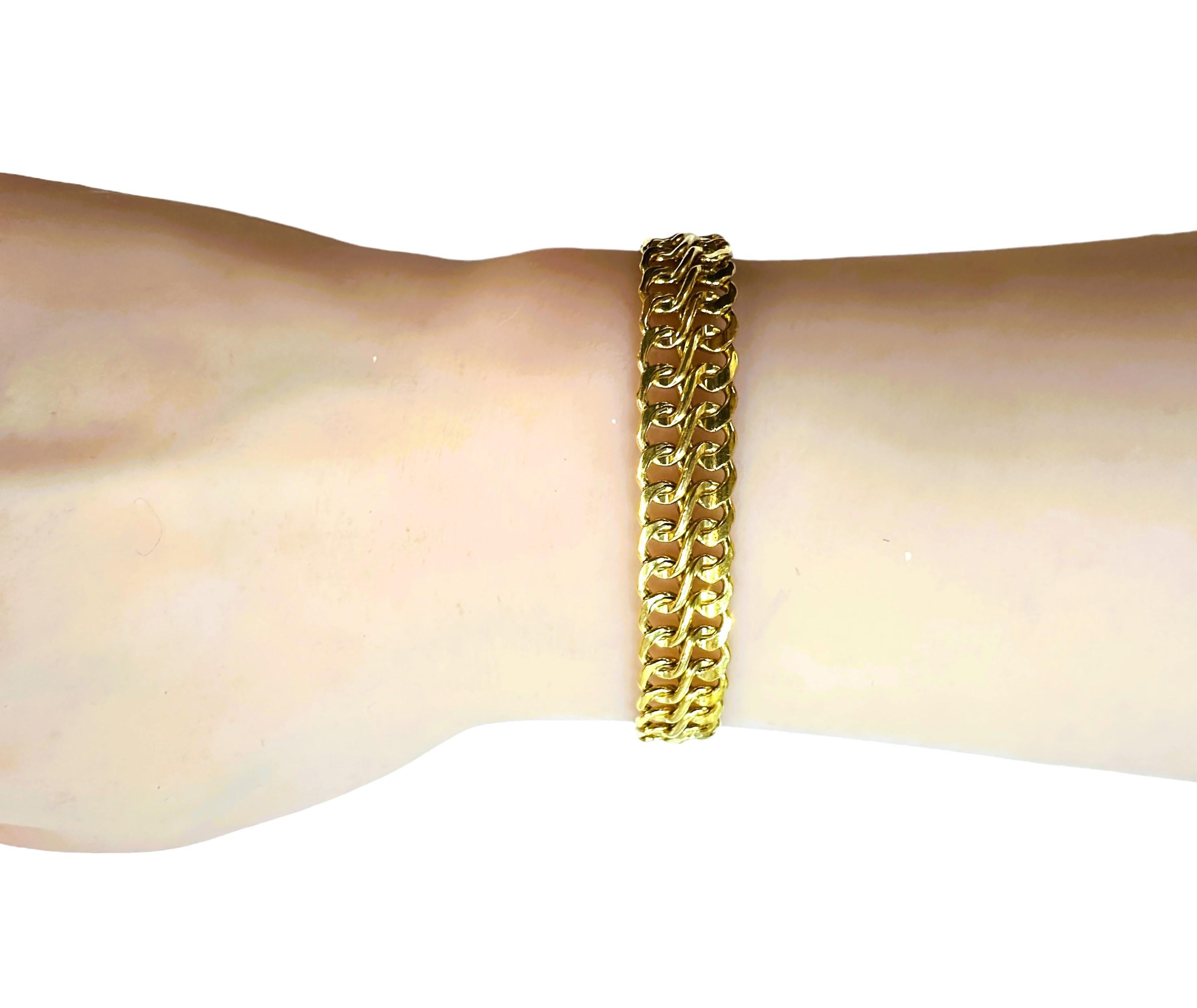 14k Yellow Gold Fancy Link Woven Bracelet 7 Inches - Italy 2