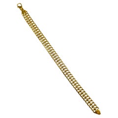 14k Yellow Gold Fancy Link Woven Bracelet 7 Inches - Italy