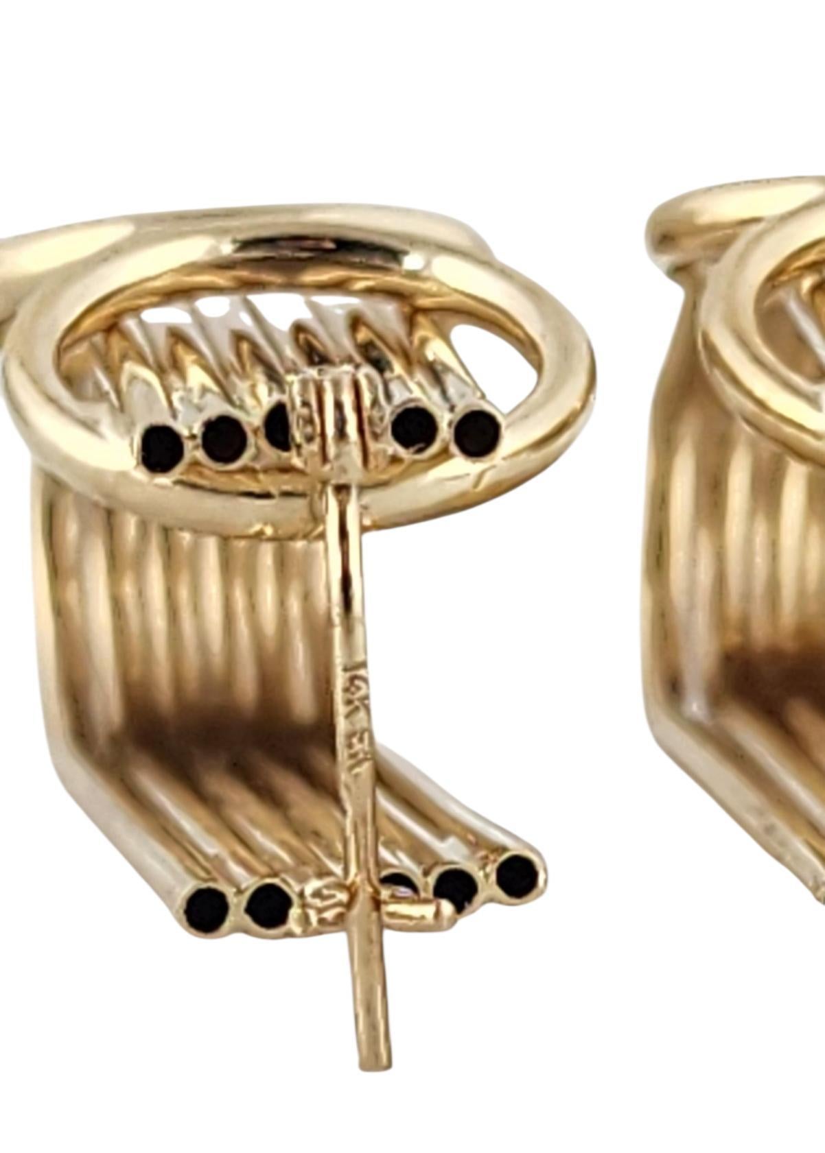 Donna Orecchini a cerchio ovali lunghi in oro giallo 14k #23142 in vendita