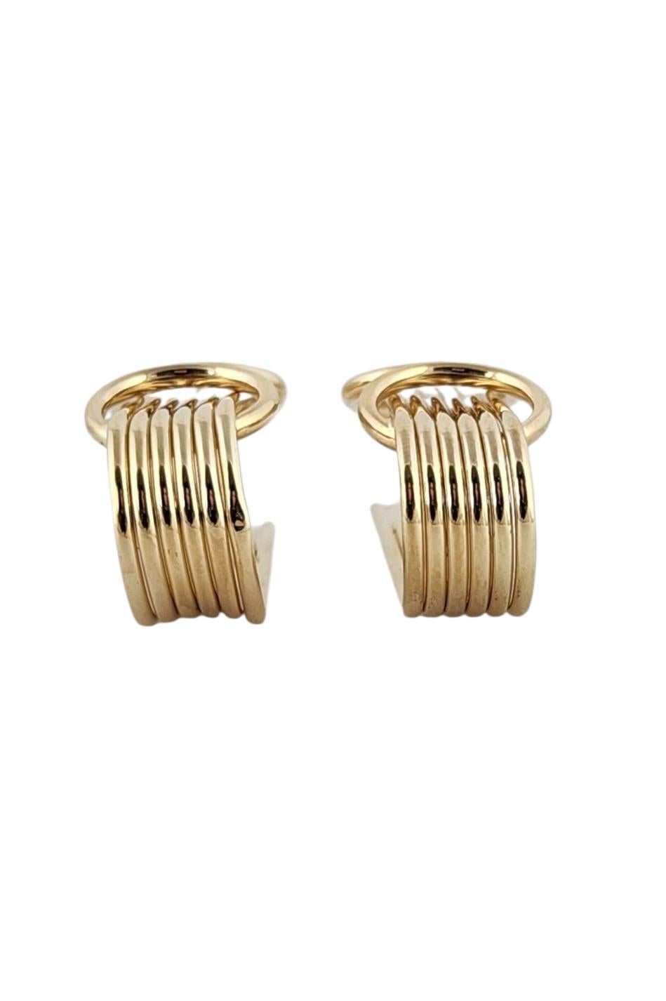 Orecchini a cerchio ovali lunghi in oro giallo 14k #23142 in vendita 1