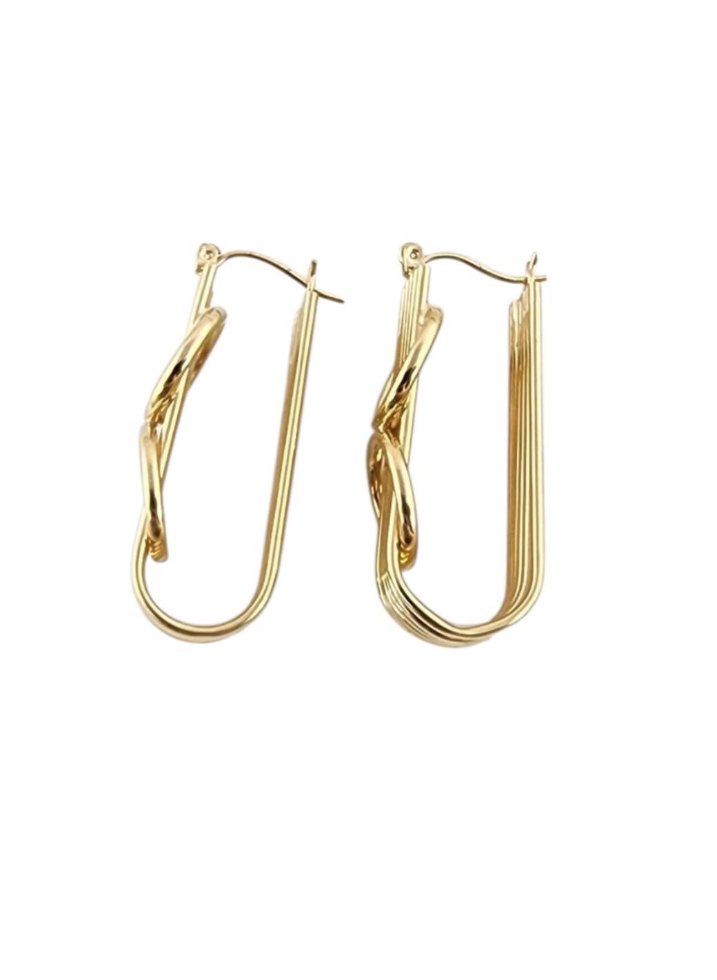 Orecchini a cerchio ovali lunghi in oro giallo 14k #23142 in vendita 2