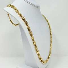 14k Yellow Gold Fancy Modified Cable Link Necklace