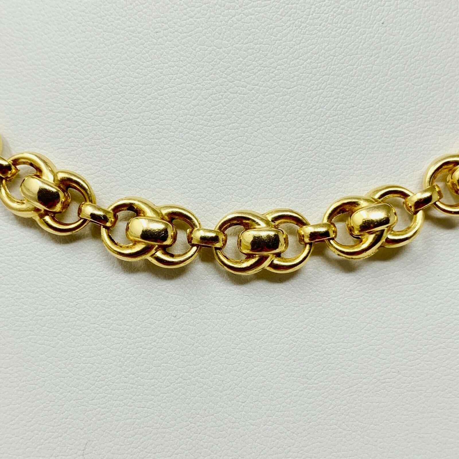 14k Yellow Gold Fancy Modified Cable Link Necklace  In Good Condition In Guilford, CT