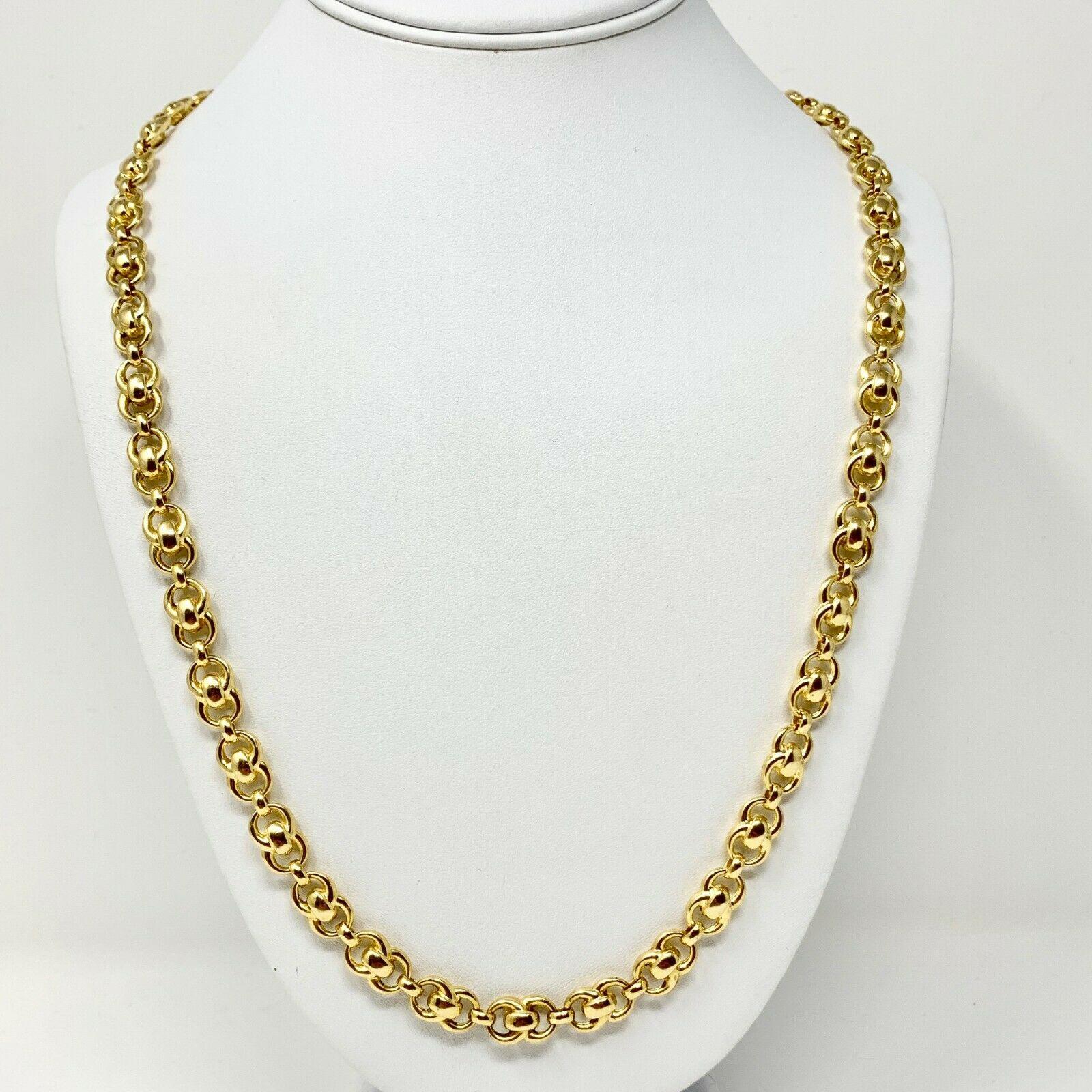 14k Yellow Gold Fancy Modified Cable Link Necklace 