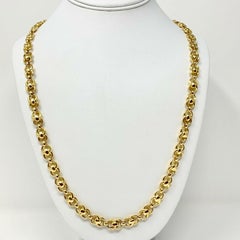 14k Yellow Gold Fancy Modified Cable Link Necklace