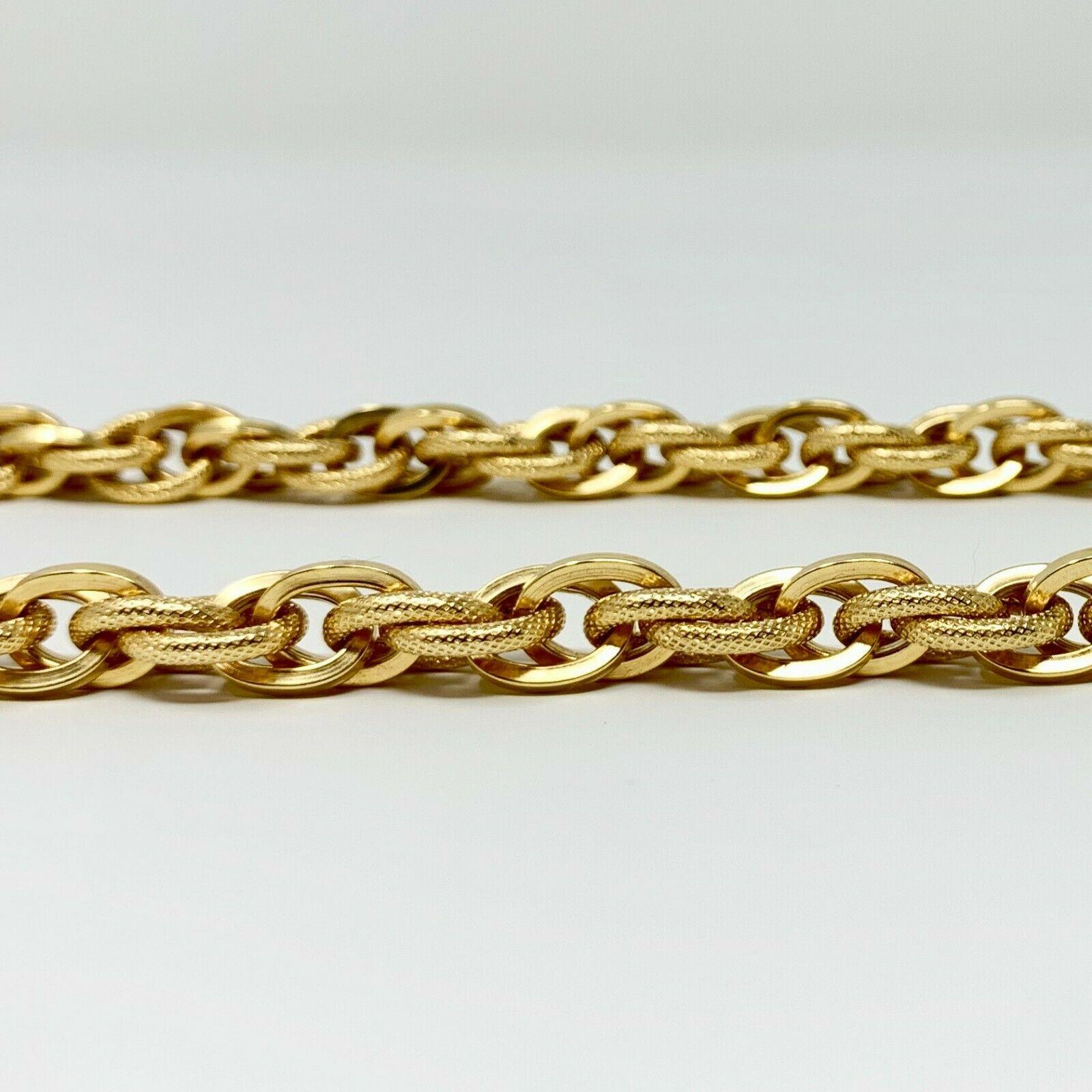 14 Karat Yellow Gold Fancy Polished Textured Cable Link Necklace 1