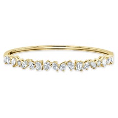 14K Yellow Gold Fancy Shape 2.90ct Diamond Bangle for Her