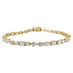 14K Yellow Gold Fancy Shape Diamond Bracelet for Her