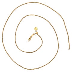 14k Yellow Gold Fancy Twisted Interlocking Link Chain Adjustable Length Necklace