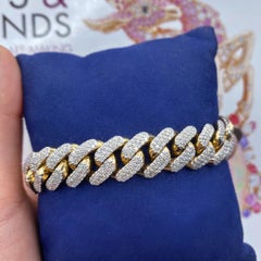 14k Yellow Gold Fashion Cuban Diamond Bracelet