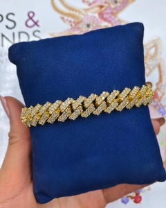 14k Yellow Gold Fashion Cuban Link Diamond Bracelet