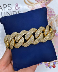 14k Yellow Gold Fashion Cuban Link Diamond Bracelet