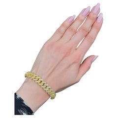 14k Yellow Gold Fashion Cuban Link Diamond Bracelet