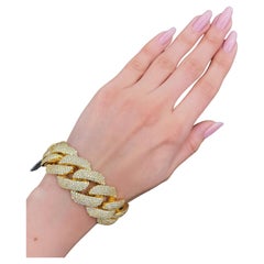 14k Yellow Gold Fashion Cuban Link Diamond Bracelet